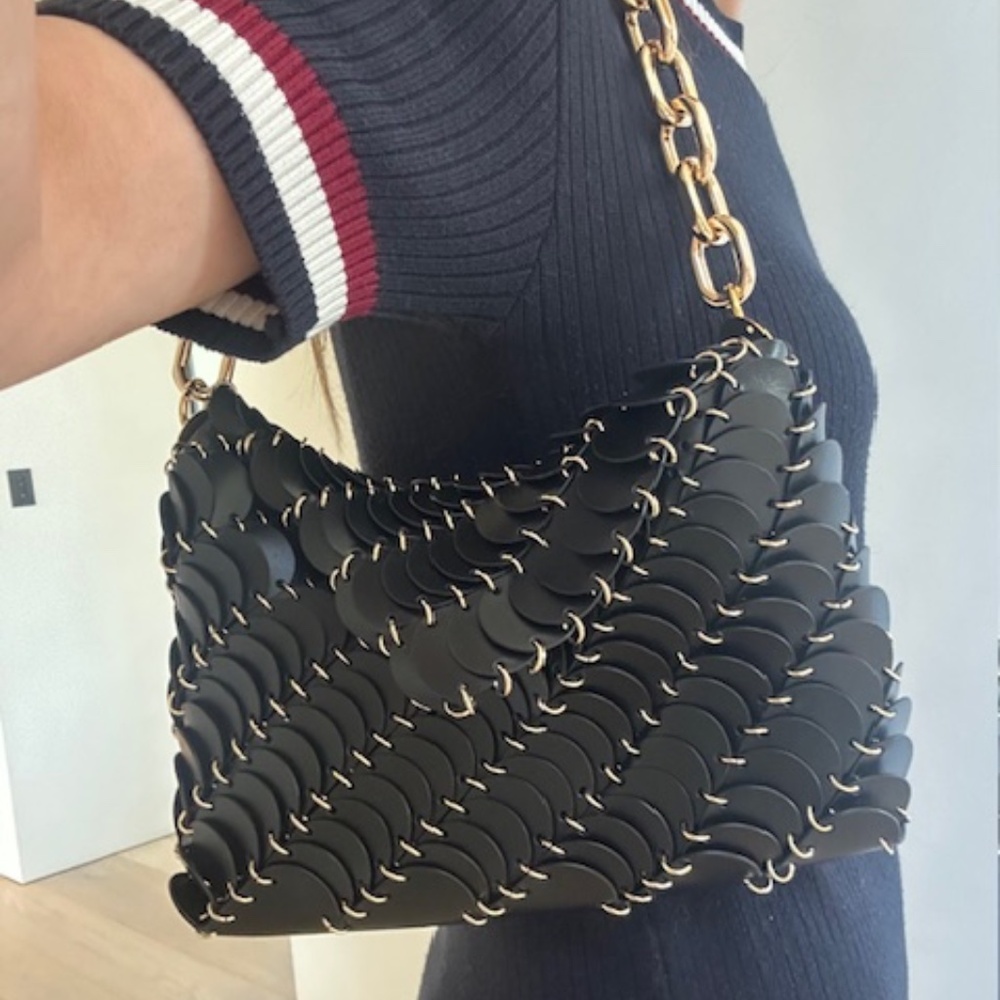 Rabanne Shoulder Bag black leather with chain strap - Picture 8 of 8